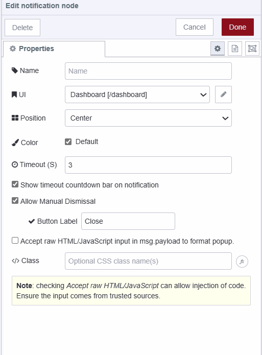 "Screenshot displaying ui-notification widgets configuration"